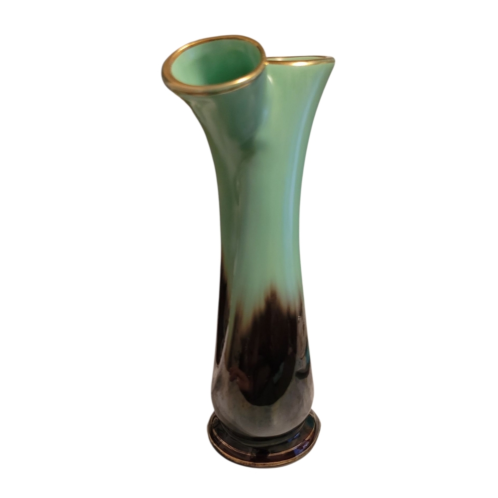 1950's BAY KERAMIK DRIP GLAZE MCM DOUBLE STEM VASE - Picture 3 of 6